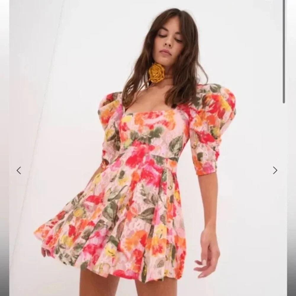 New For Love & Lemons Dascha Lace Floral Mini Dress XS - Picture 2 of 6